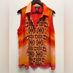 4 for $25 🍒 Style & Co. Orange Multicolor Sleeveless Blouse
